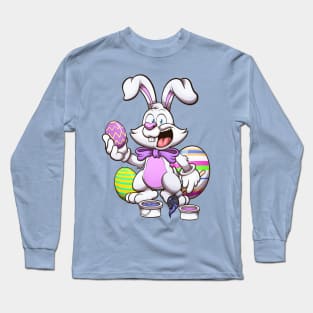 Smiling Easter Bunny With Easter Eggs Long Sleeve T-Shirt
